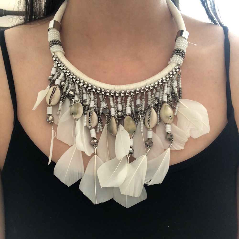 Boho shell fringe necklace